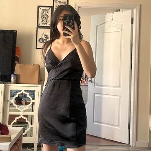 Lulus black satin wrap dress NWT size Small